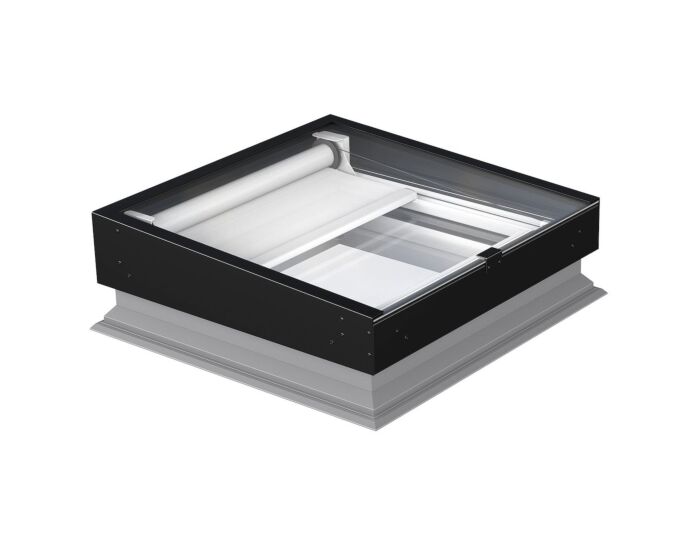 Seizoensaanbieding Fakro schuin platdakraam DXZ-A P2 + ingebouwde screen (AMZ/Z) 80x80 cm