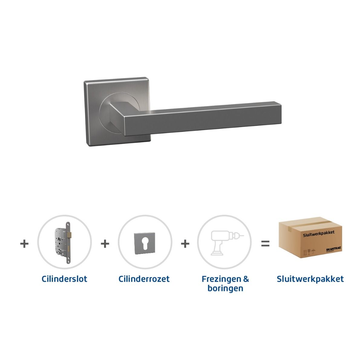 Weekendaanbieding Skantrae Sluitwerkpakket 2035 Squared cilinder RVS