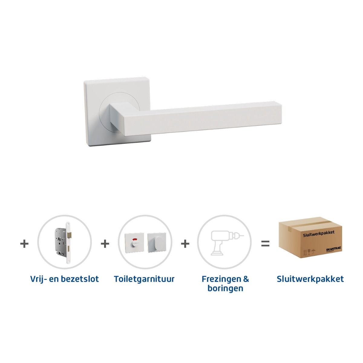 Uitverkoop Skantrae Sluitwerkpakket 2042 Squared 16 Regular toilet WIT