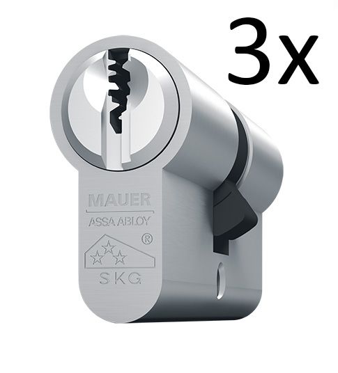 Mauer F3P cilinder set van 3 gelijksluitend (41DC1-F3P-NI-S3) Koopje