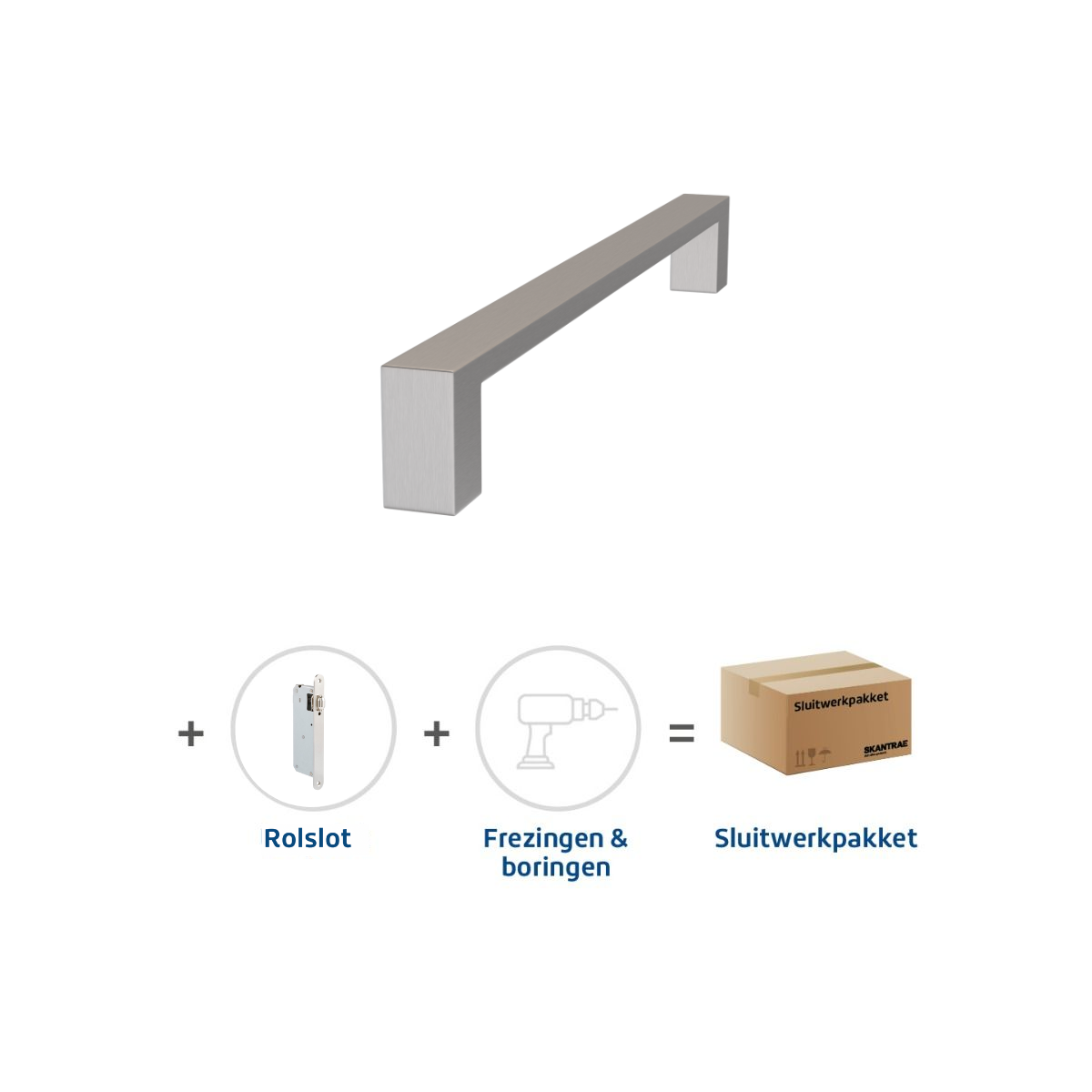 Hoge Kwaliteit Skantrae Sluitwerkpakket 2123 Quadrate deurgreep 28x300 RVS