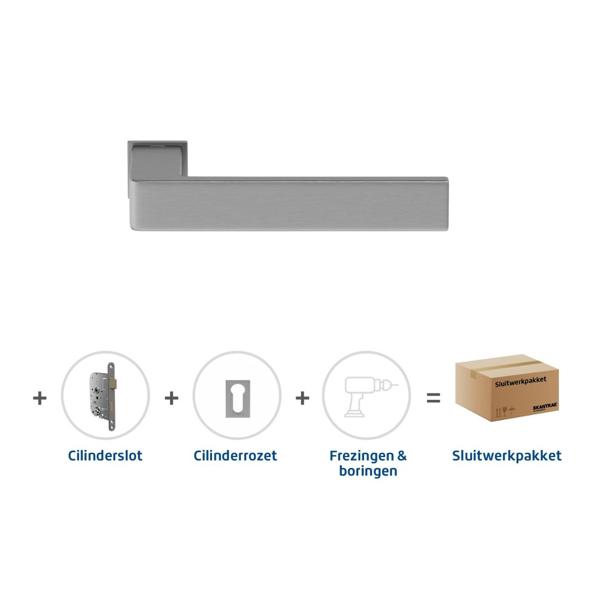 Alleen Vandaag Skantrae Sluitwerkpakket 837 Quadrate 28 minimal cilinder RVS