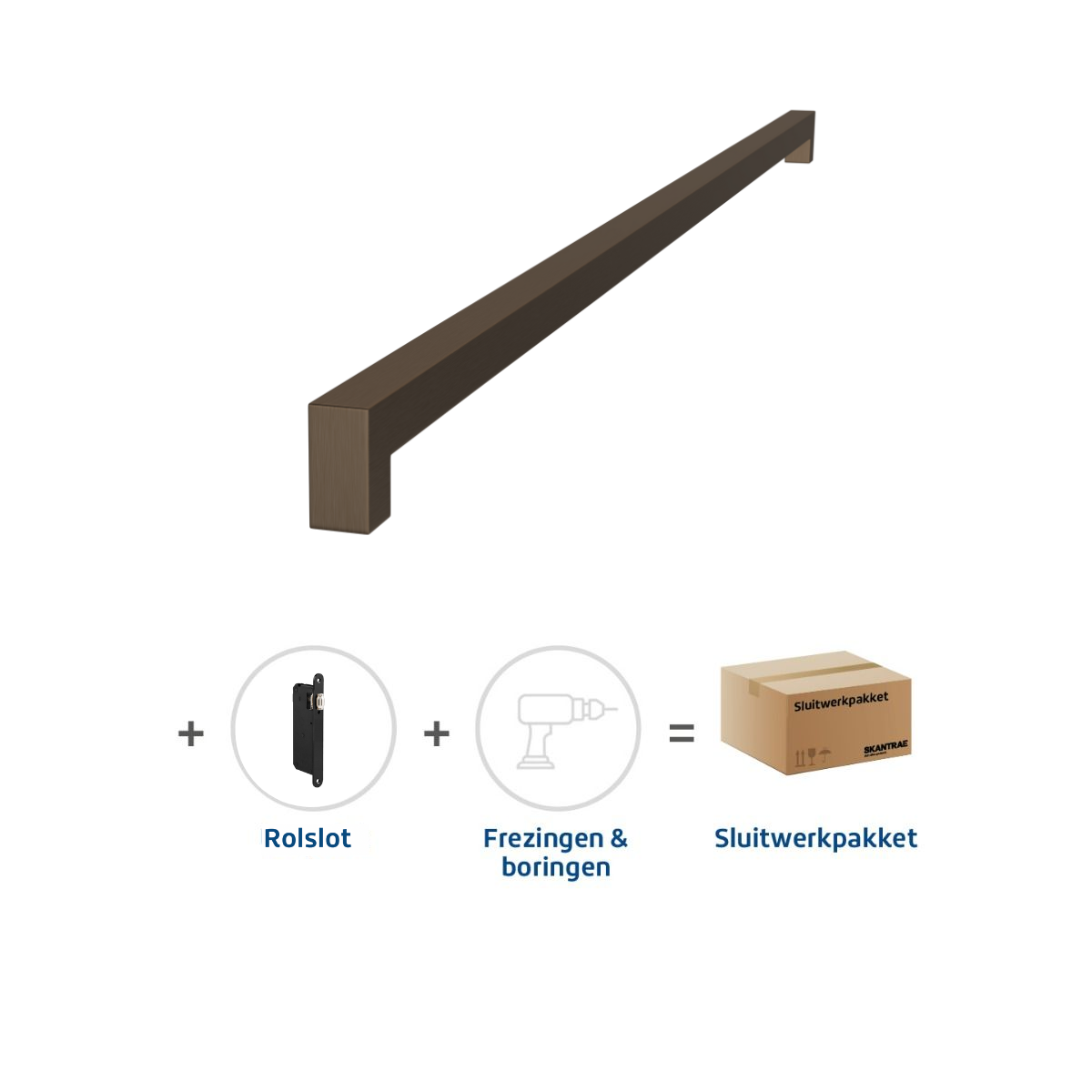 Gereduceerde Prijs Skantrae Sluitwerkpakket 2117 Squared deurgreep 16x800 BRONS