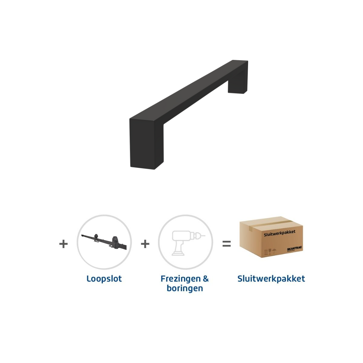 Hoge Kwaliteit Skantrae Sluitwerkpakket 2120 Quadrate deurgreep 28x300 ZWART