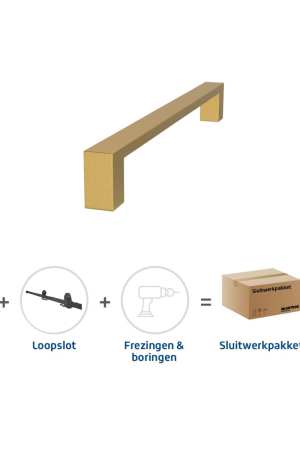 Lage Kosten Skantrae Sluitwerkpakket 2126 Quadrate deurgreep 28x300 MAT MESSING