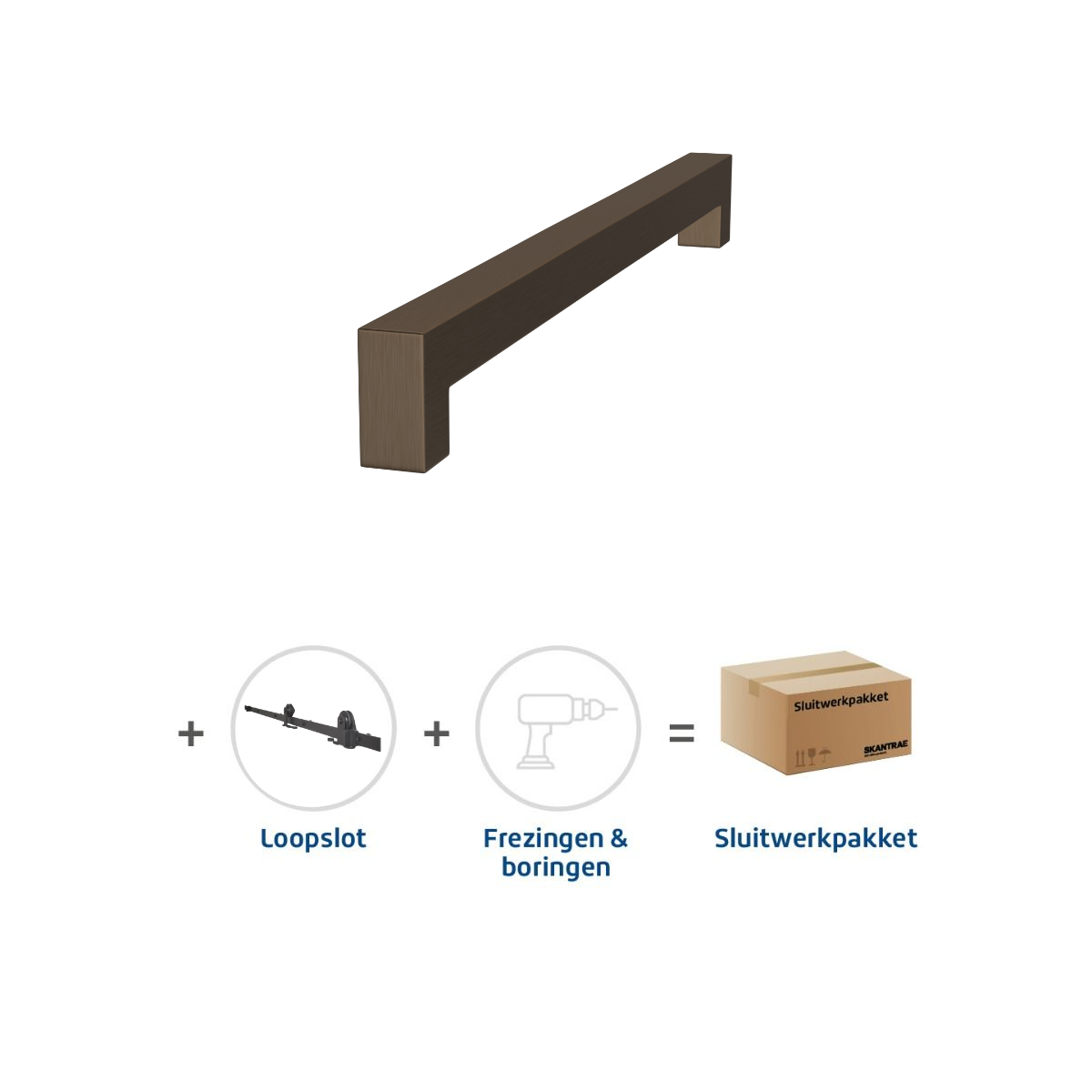 Beperkte Voorraad Skantrae Sluitwerkpakket 2110 Squared deurgreep 16x300 BRONS