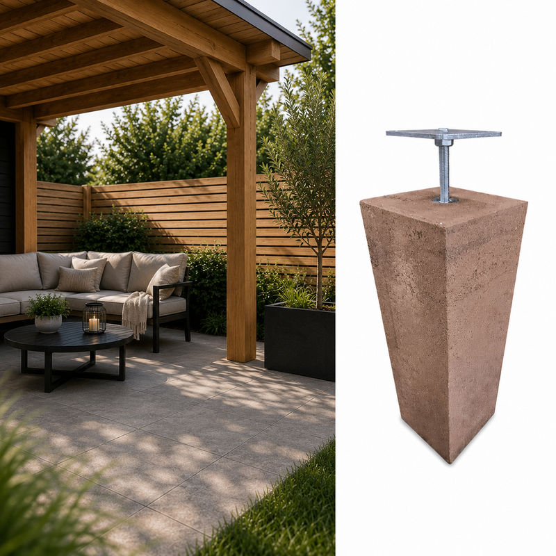 Betonpoer 15x15 en 60 cm hoog roestbruin M16 Rechtstreeks Van De Fabrikant