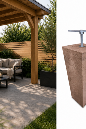 Betonpoer 12x12 en 66 cm hoog roestbruin M16 Actieprijs