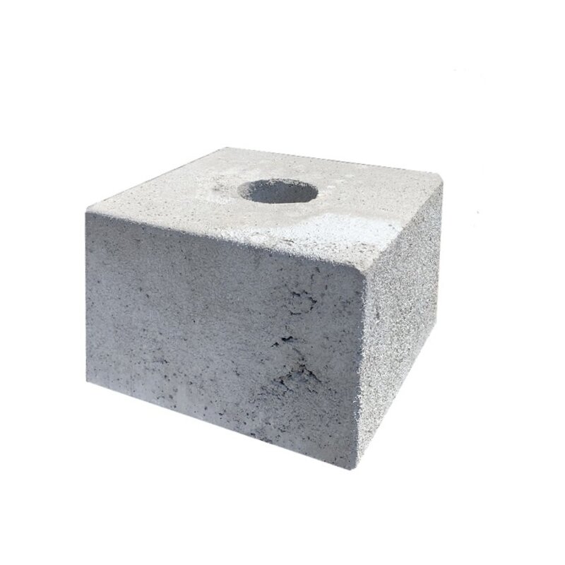 Sokkel / Betonpoer 30x30 en 20 cm hoog grijs met gat diameter 8,5 cm Nieuw