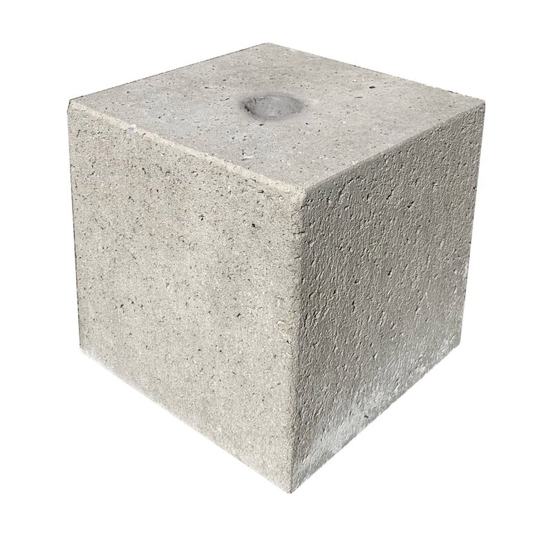 Sokkel / Betonpoer 30x30 en 30 cm hoog grijs met gat diameter 8,5 cm Express Levering
