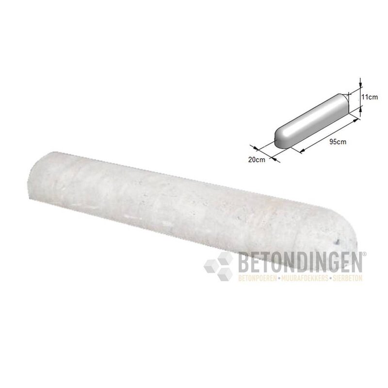 Varkensrug beton 1 kant rond en 1 kant recht grijs Aanbieding