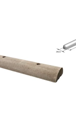 Varkensrug beton 1 kant rond en 1 kant recht grijs met montage gaten Seizoensaanbieding