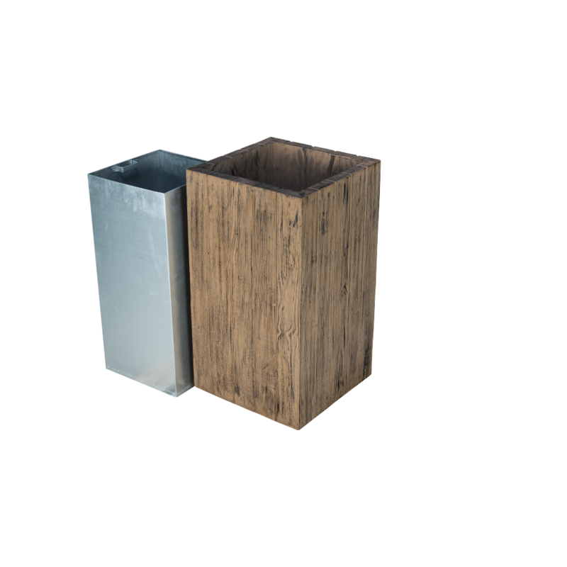 Bloembak Stonewood 45x45 cm en 80 cm hoog met galgavaniseerde inzet Alleen Vandaag
