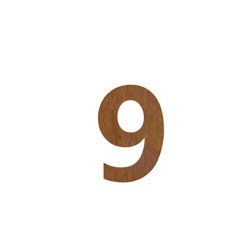 Premium Cortenstaal huisnummer 9 (plak)