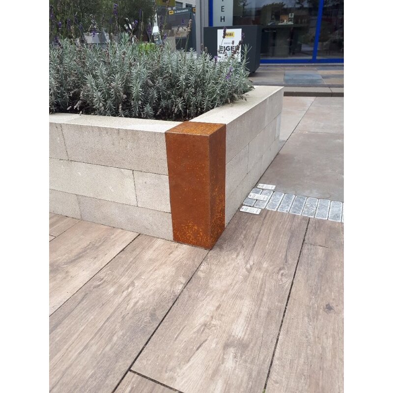 Veilige Betaling Cortenstaal afdekkap hoekstuk 15x15 cm en 43 cm hoog