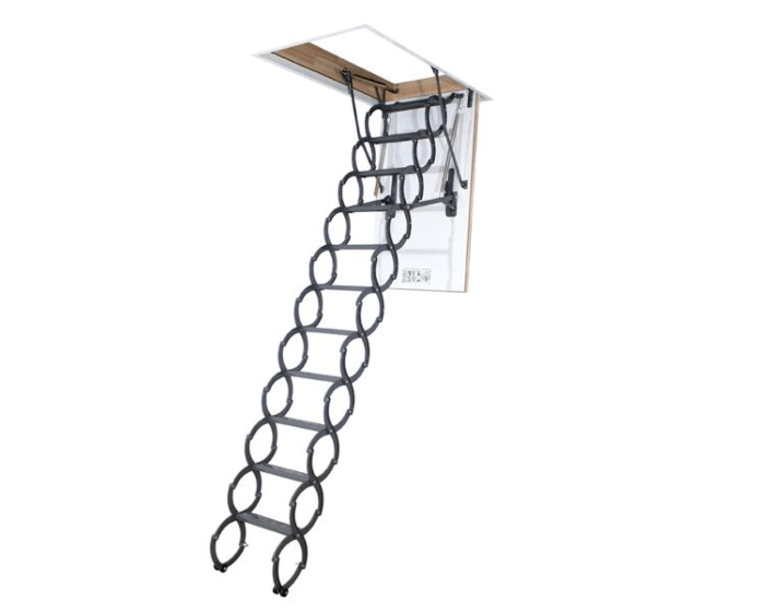 Fakro LST 280 metalen schaartrap bakhoogte 18 cm 70x120 cm Op = Op