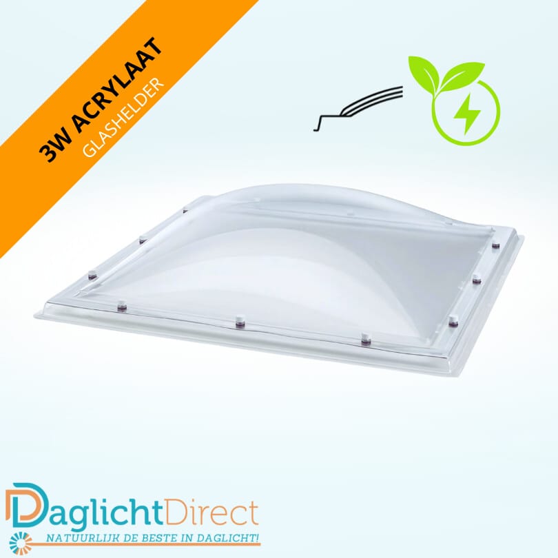 Lichtkoepel driewandig acrylaat 50×50 glashelder Nu Kopen