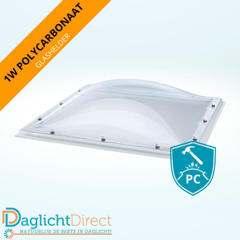 Aanbieding Lichtkoepel enkelwandig polycarbonaat 100×100 glashelder