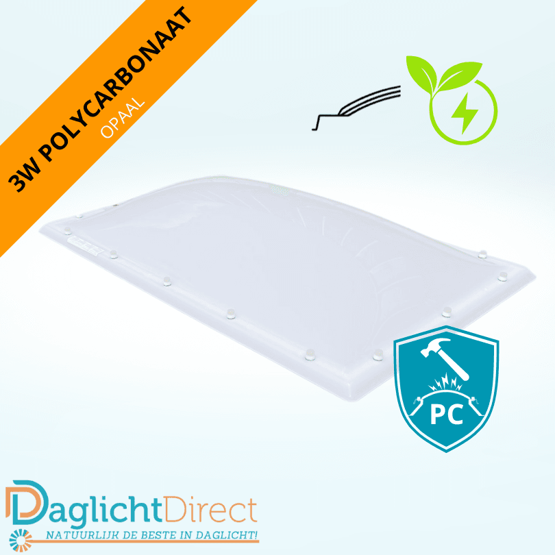 Beperkte Voorraad Lichtkoepel driewandig polycarbonaat 100×160 opaal