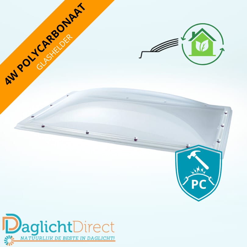 Beperkt Aanbod Lichtkoepel vierwandig polycarbonaat 100×160 glashelder