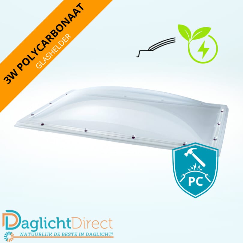 Aanbieding Lichtkoepel driewandig polycarbonaat 100×200 glashelder