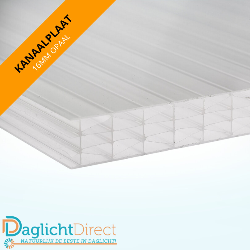 Polycarbonaat kanaalplaat 16mm 125x250cm opaal Korting