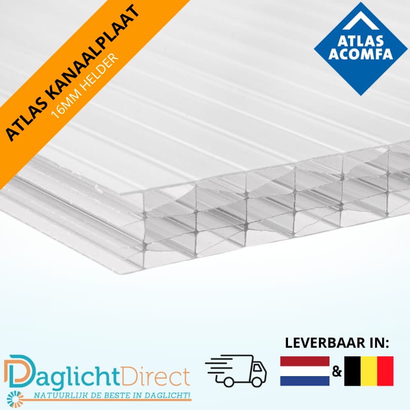 Beste Prijs Atlas polycarbonaat kanaalplaat 16mm 98x350cm helder