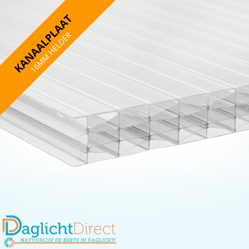 Uitverkoop Polycarbonaat kanaalplaat 16mm 125x500cm helder