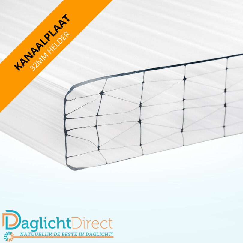 Polycarbonaat kanaalplaat 32mm 125x400cm helder Populair